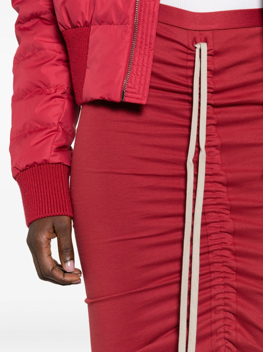 Moncler X Rick Owens Red Adjustable Knitted Long Skirt