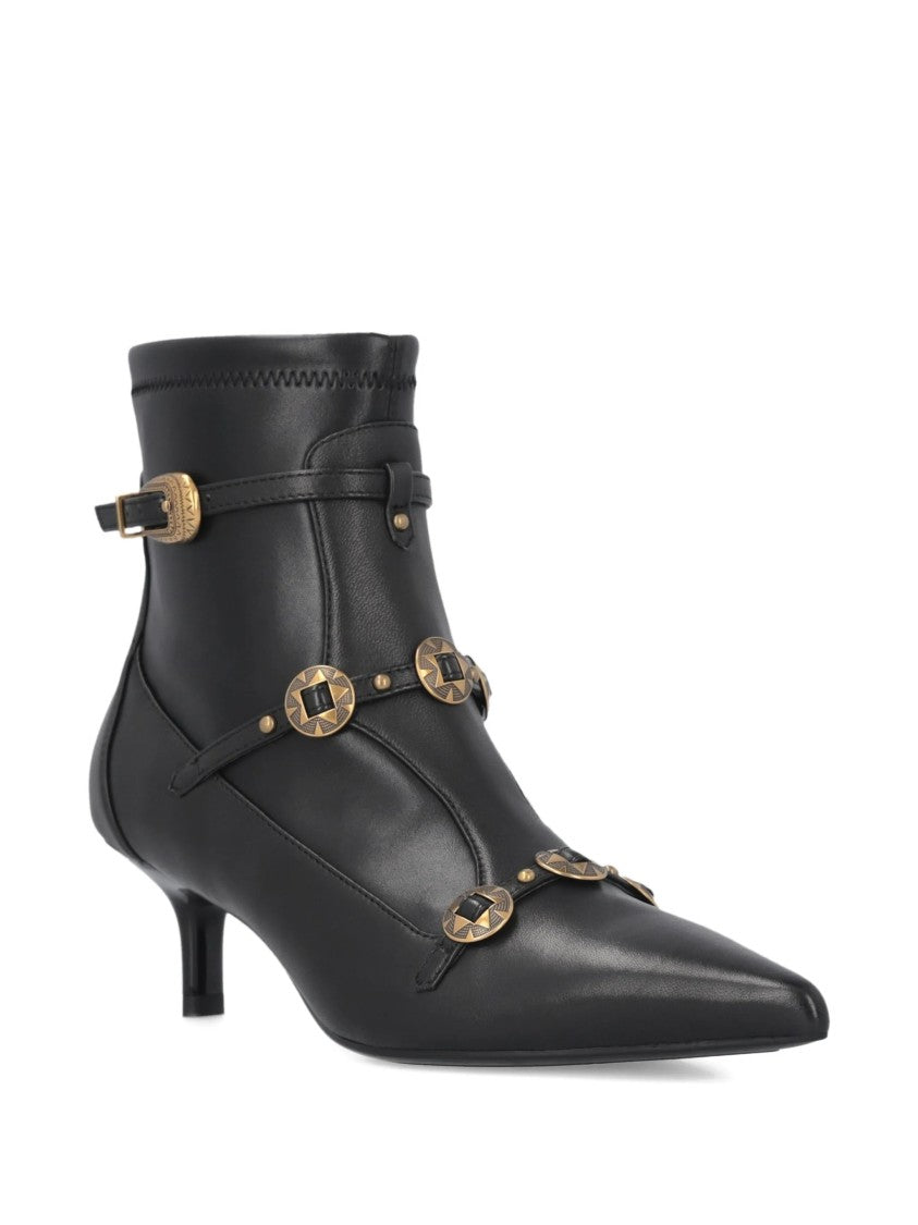 Pinko Black Gloria 20 Leather Kitten-Heel Boots