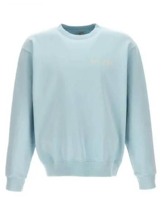 Sporty And Rich Pastel Blue Long-Sleeved Crewneck Sweatshirt With Ribbed Details