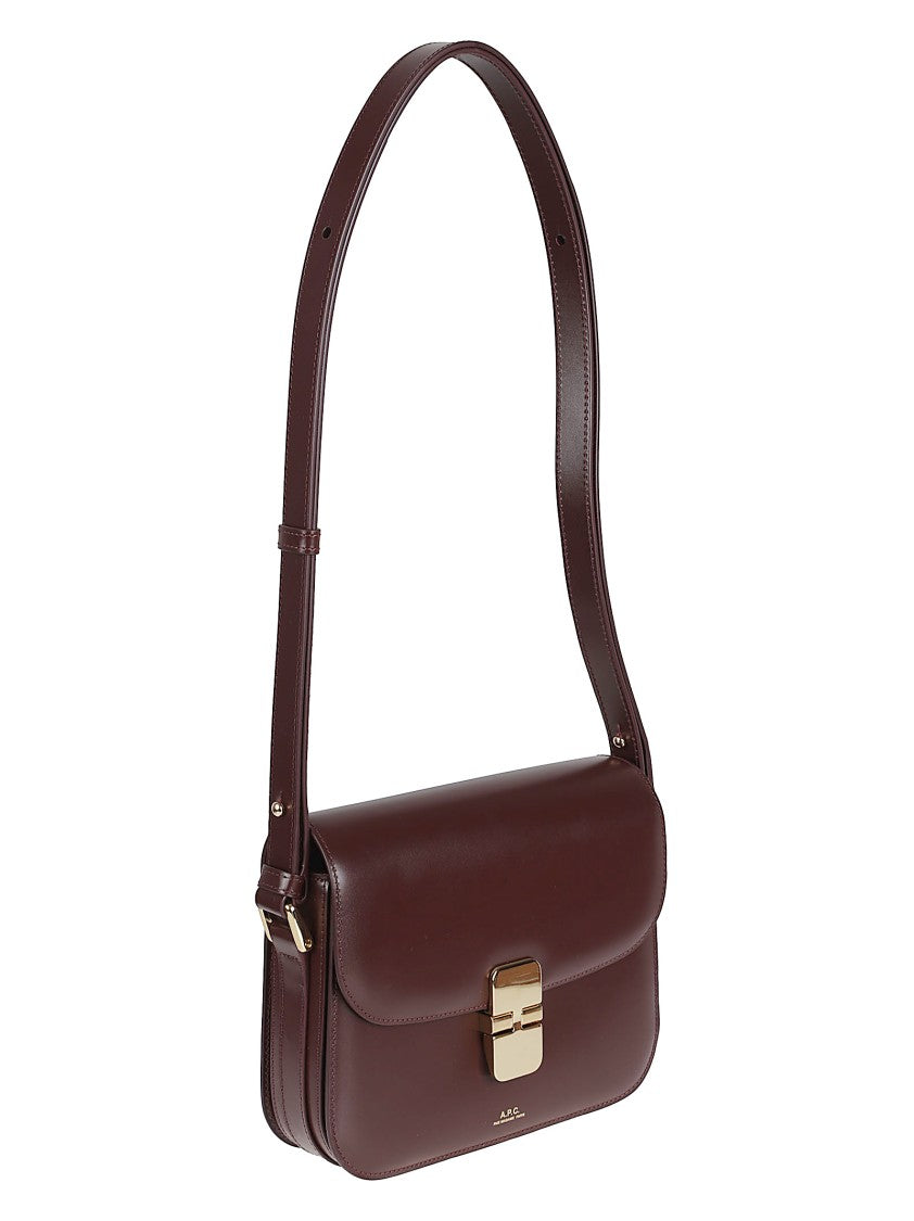 A.P.C. Mini Brown Calfskin Leather Bag With Gold Accents