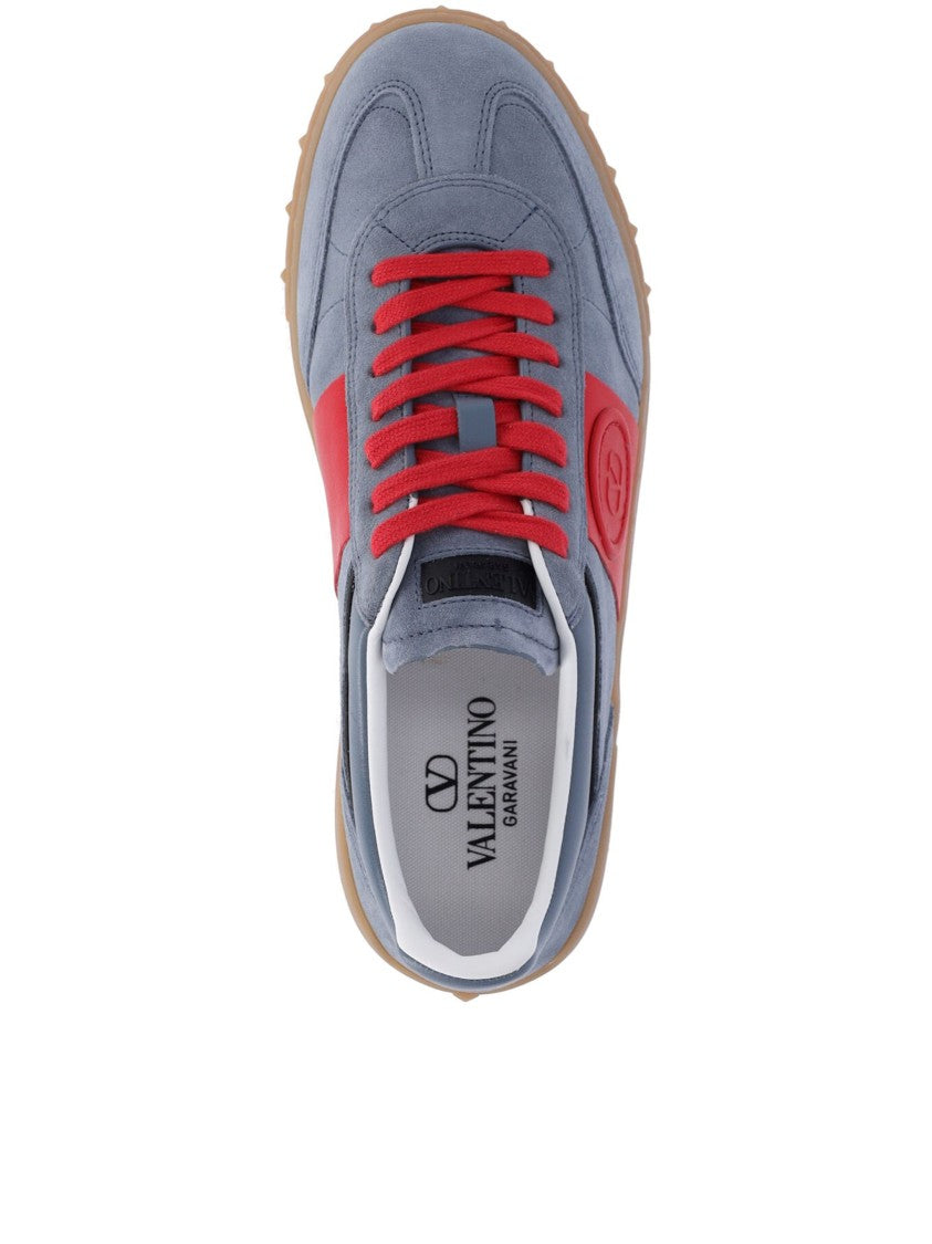 Valentino Blue Sneakers Muted Suede Leather Sneakers