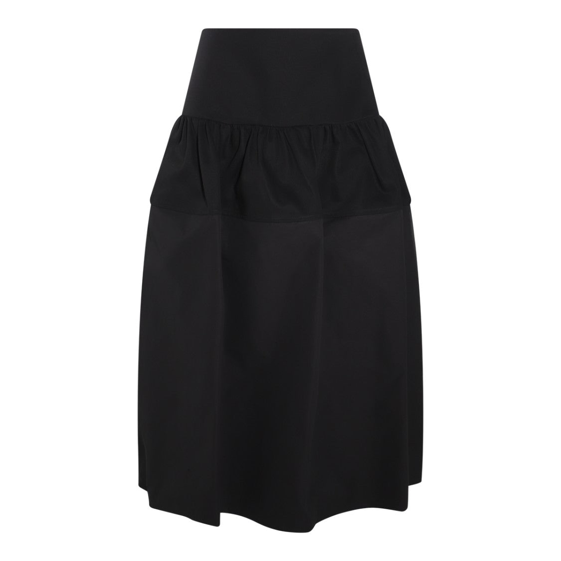 Jil Sander Pleated Cotton Midi Skirt With High Waist And Elasticized Inserts