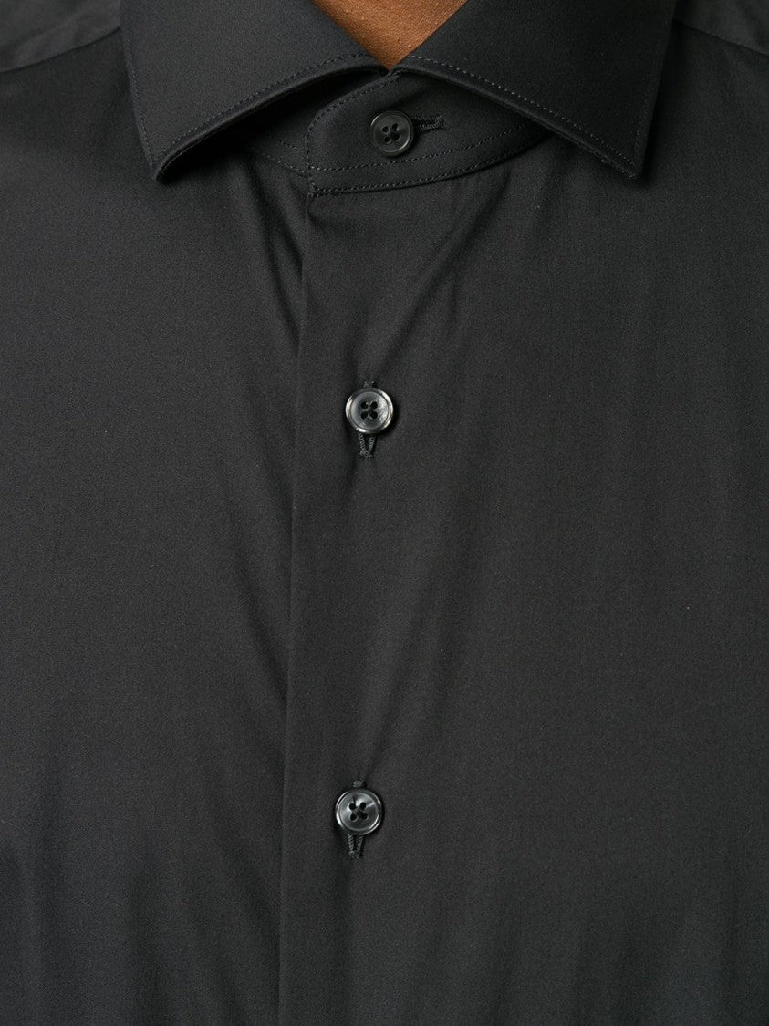 Xacus Slim-Fit Black Shirt With French Collar