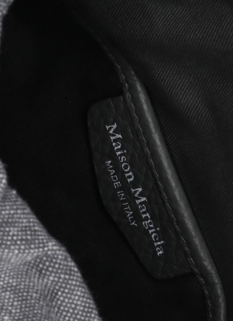 Maison Margiela Textured Grey Leather Bucket Bag With Versatile Carry Options