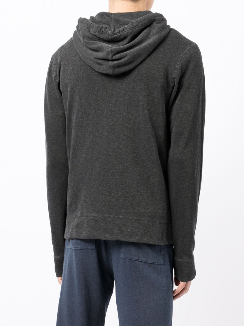 James Perse Fitted Zip-Up Hoodie In Carbone