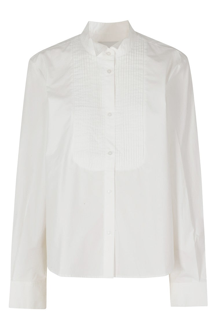 Herskind White Kristyna Pleated Bib Cotton Shirt