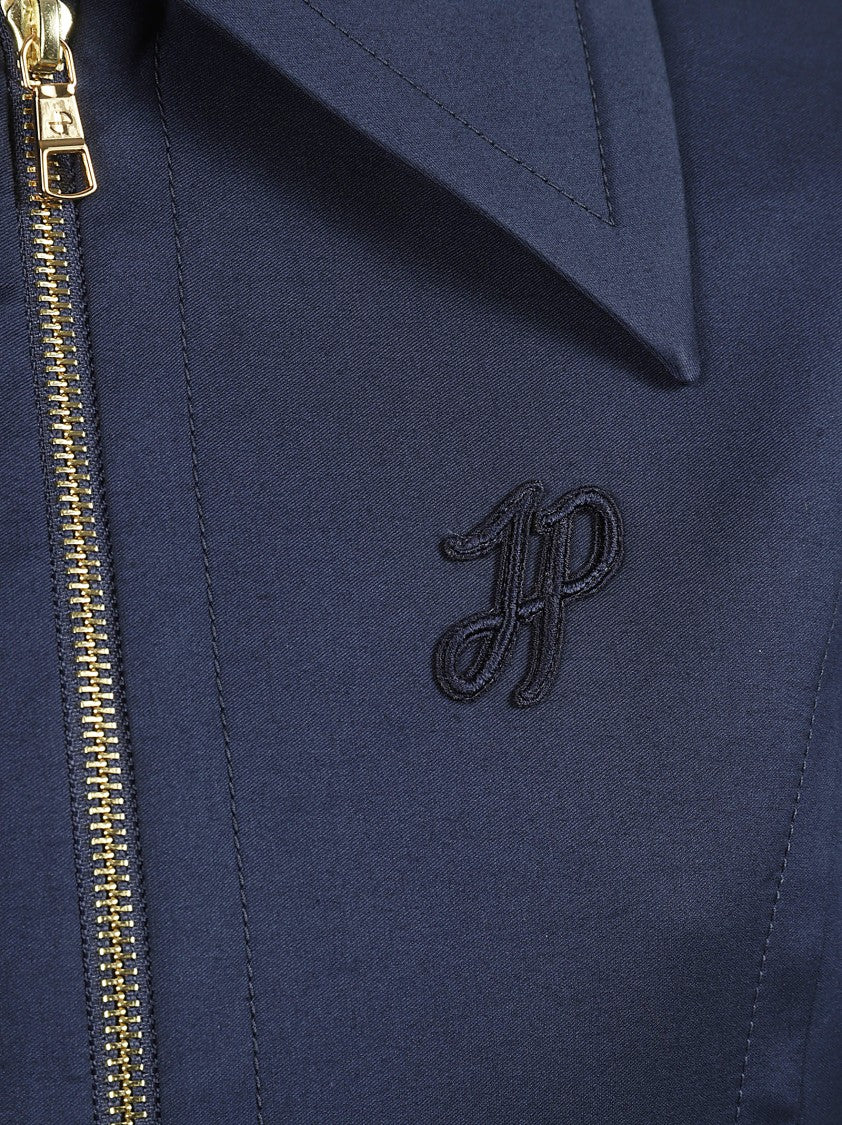 Patou Structured Blue Jacket With Fitted Waist