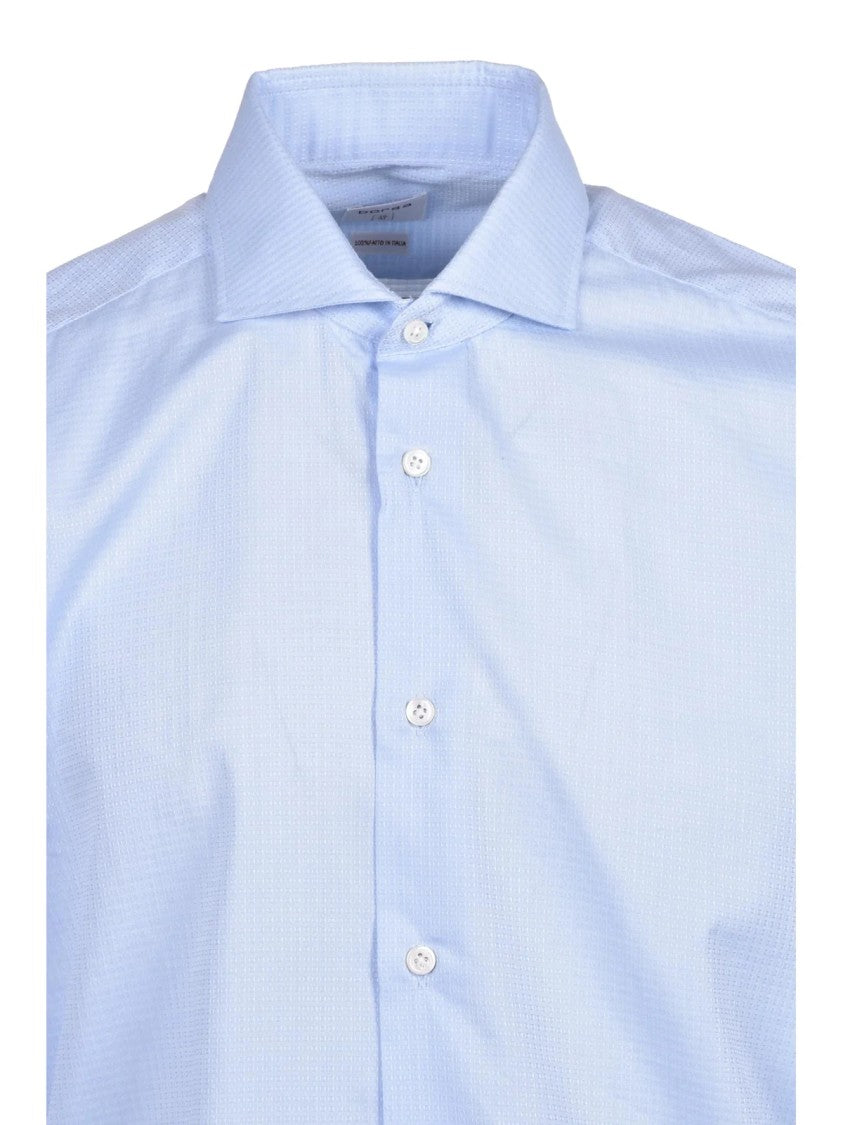 Borsa Light Blue Textured Cotton Shirt
