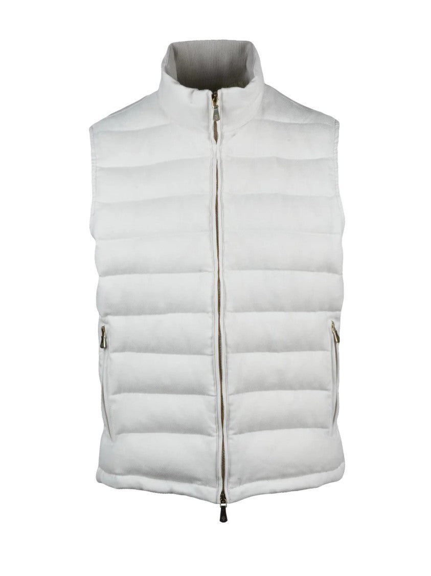 Eleventy White Centogrammi Linen Wool Silk Vest