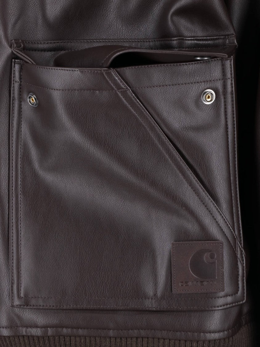Carhartt Wip Brown Arizona Zip Faux Leather Jacket