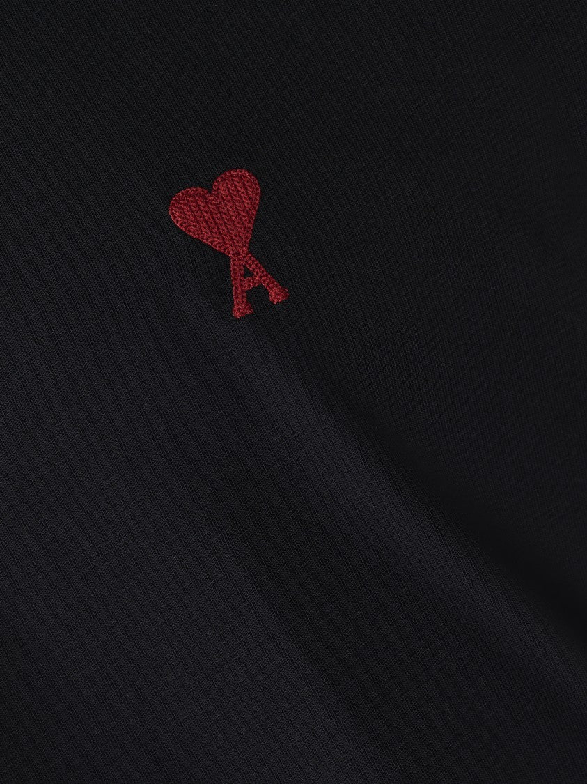 Ami Paris Quota Red Ami De Coeur Black Cotton T-Shirt