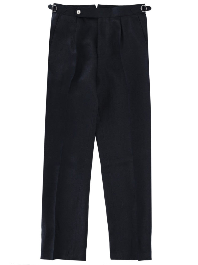 Boss Relaxed Fit Pleated Linen Pants