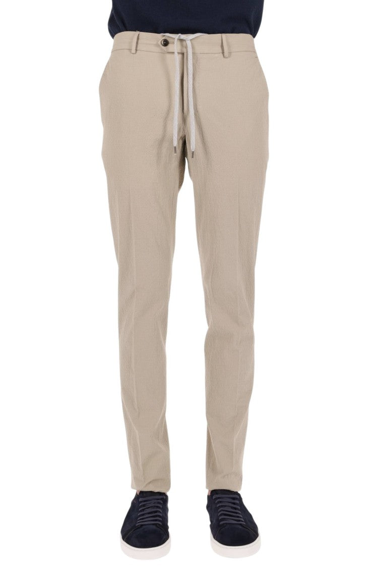 Pt Torino Seersucker Cotton Slim Fit Jogger Trousers