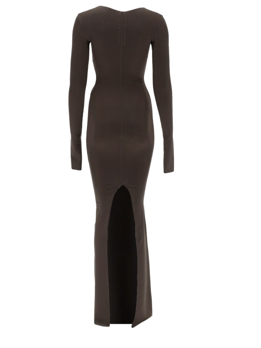 Rick Owens Black High Neckline Back Slit Gown