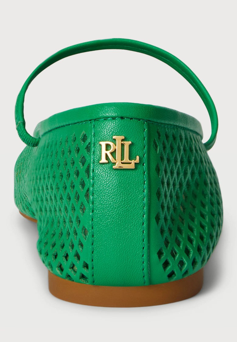 Lauren Ralph Lauren Green Jayna Mj Perforated Ballerina Flats