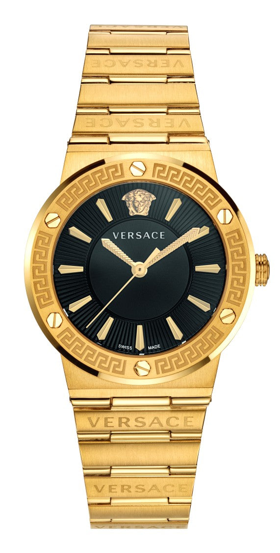 Versace Gold-Finished 38Mm Versace Greca Logo Watch