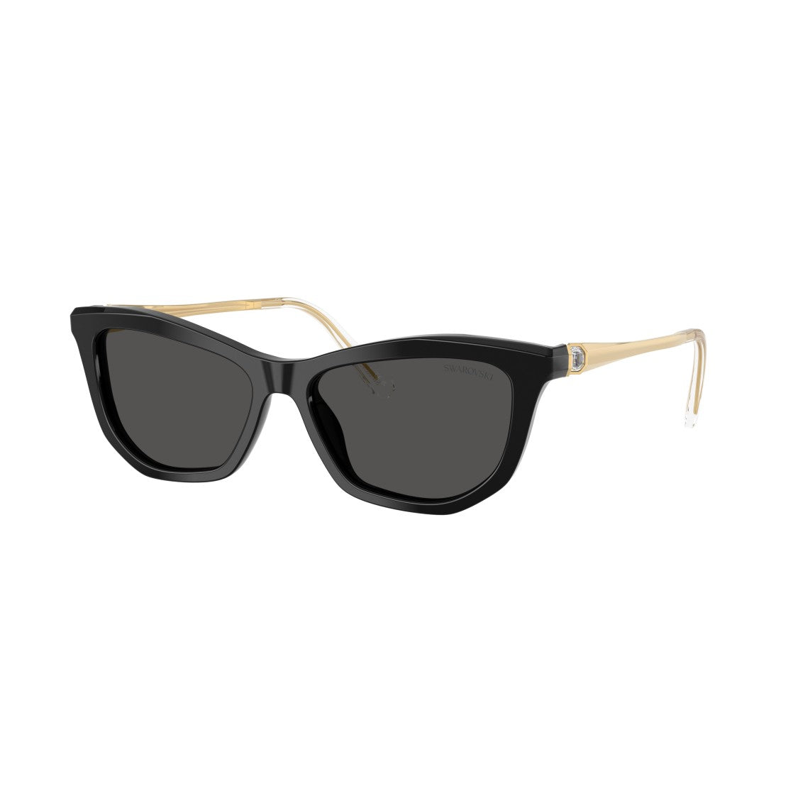 Swarovski 0Sk6057 Bold Black Acetate Cat-Eye Sunglasses With Crystal Embellishments