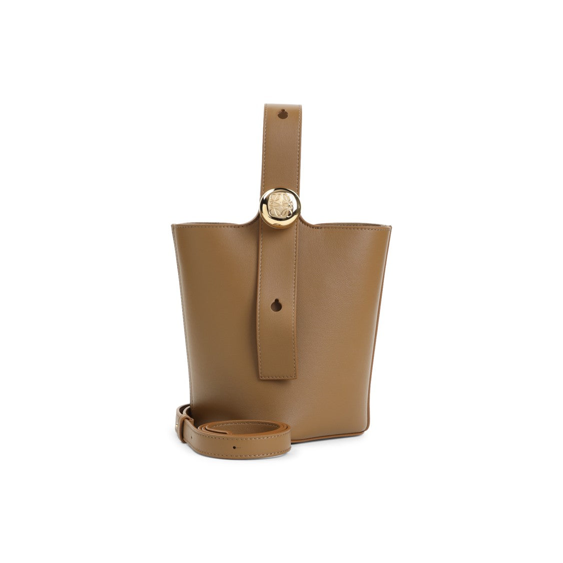 Loewe Brown Calf Leather Pebble Mini Bucket Bag