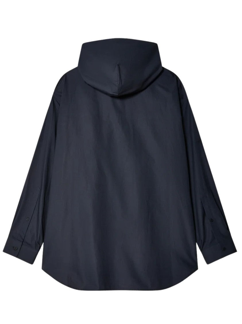 Balenciaga Lightweight Blue Poplin Hooded Shirt