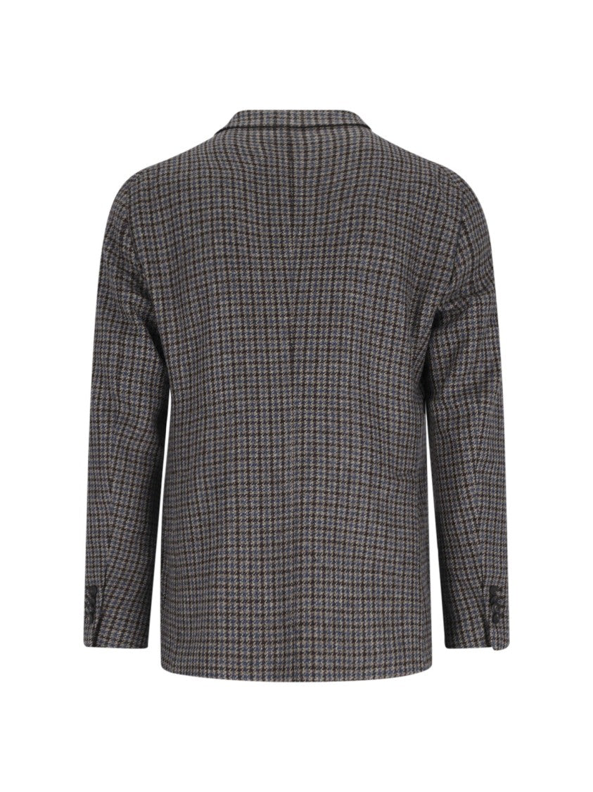 Tagliatore Single-Breasted Blazer In Multicolor Houndstooth Pattern