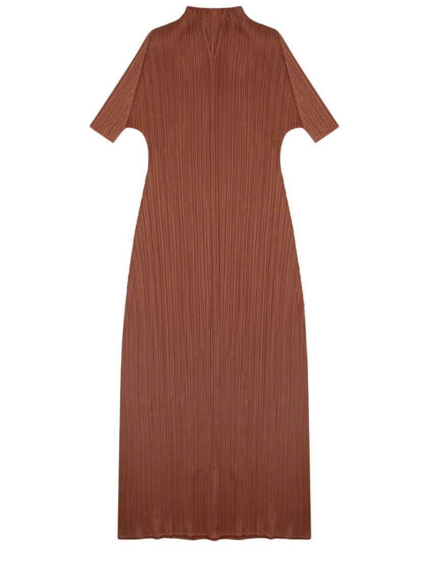 Pleats Please Issey Miyake Neutral Monthly Colors Pleated Midi Dress