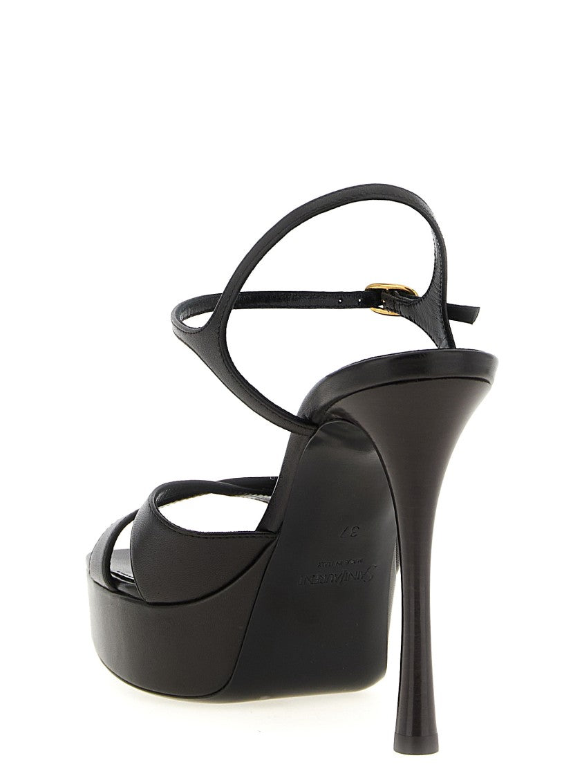 Saint Laurent Debbie Leather Sandals With Adjustable Ankle Strap