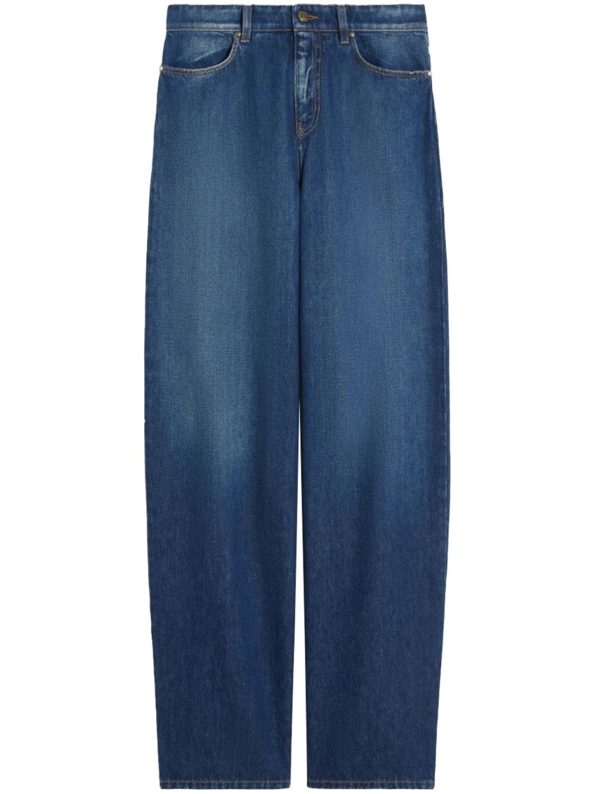 Max Mara Wide-Leg Denim Pants With Classic Five-Pocket Design