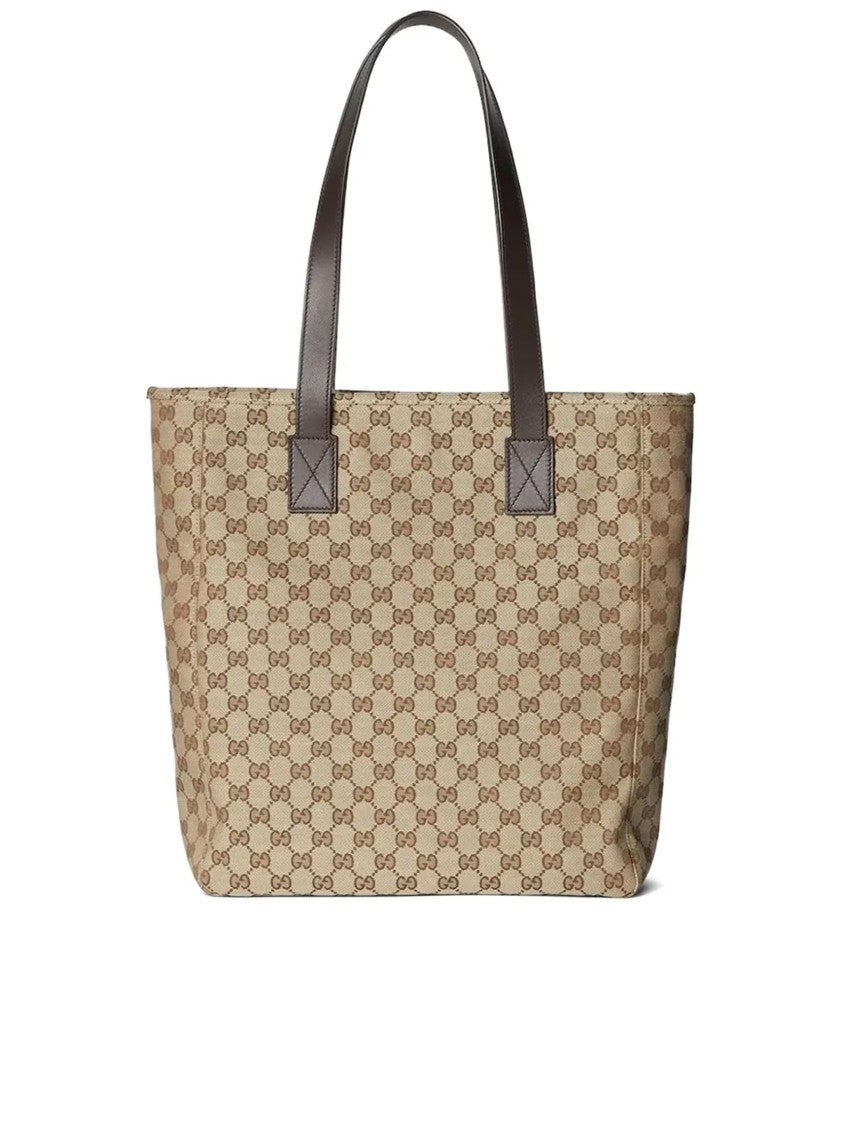 Gucci Beige Monogram Canvas Web Accent Tote