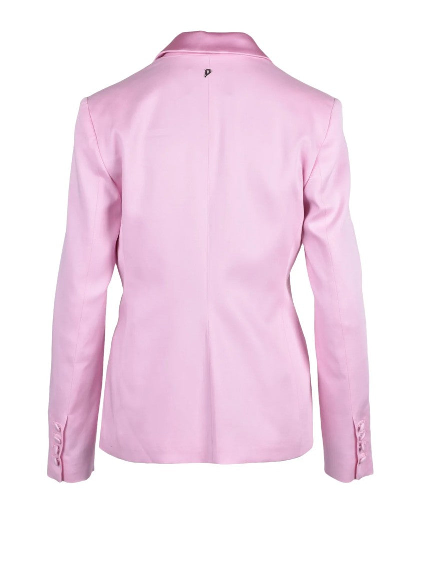 Dondup Pink Cotton Viscose Elastane Fitted Jacket
