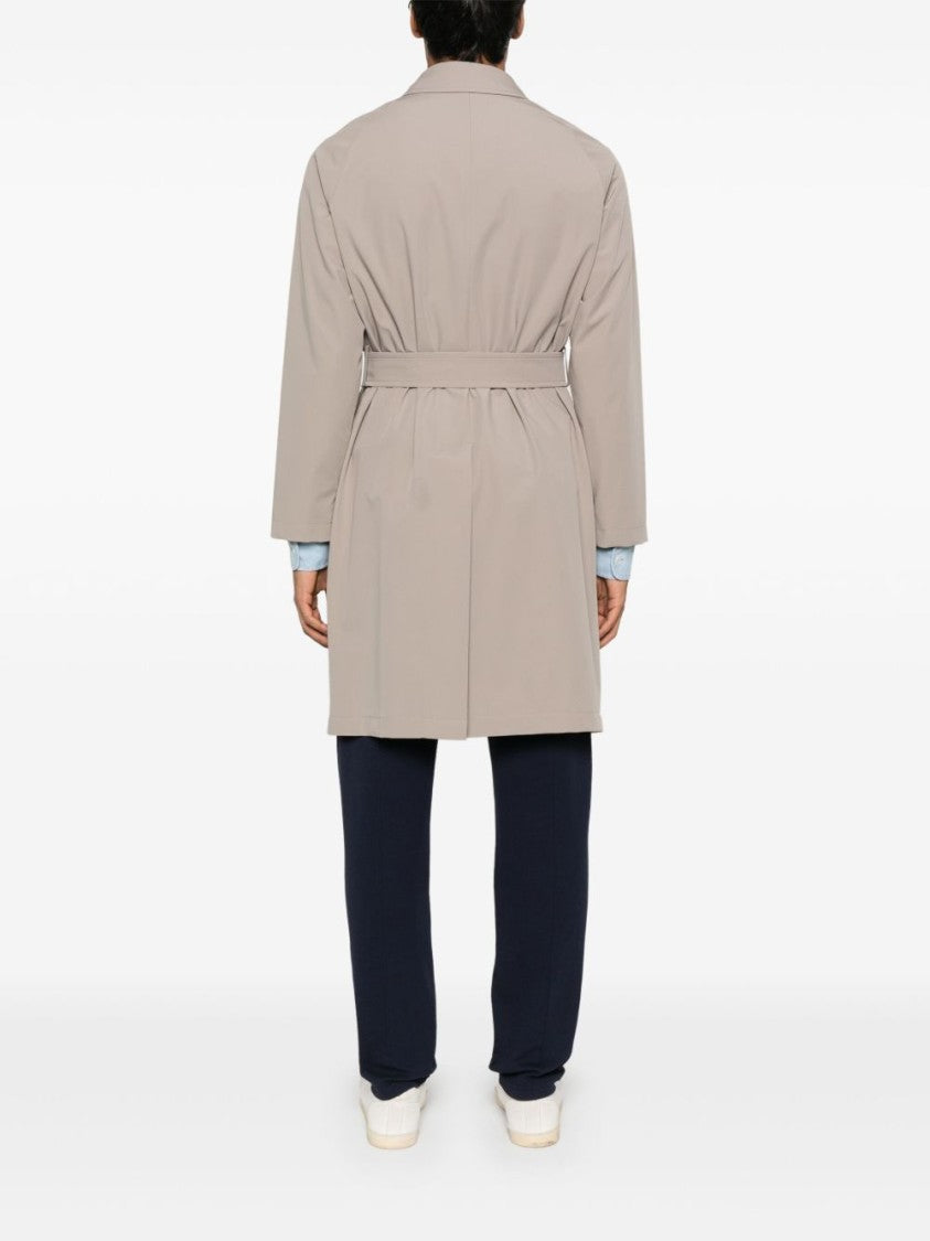 Tagliatore Minimalist Taupe Coat With Concealed Button Fastening
