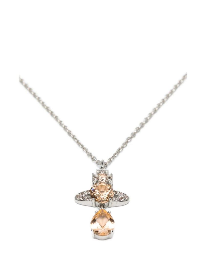 Vivienne Westwood Silver Chain Necklace With Stylized Orb Pendant
