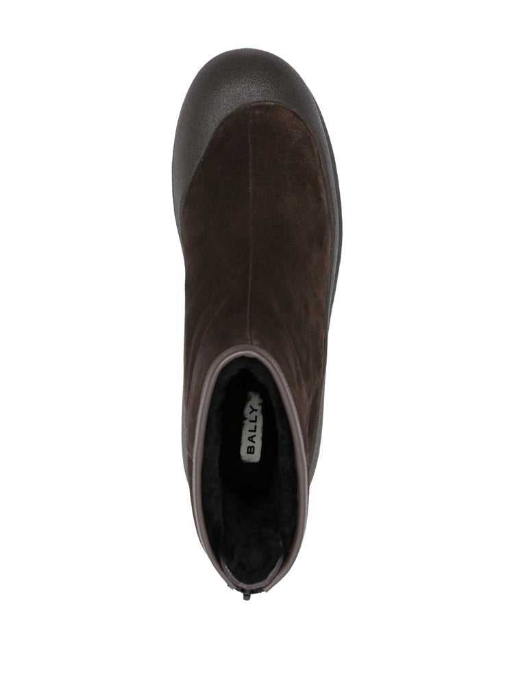 Bally Brown Textured Rubber Cap Suede Ankle Boots