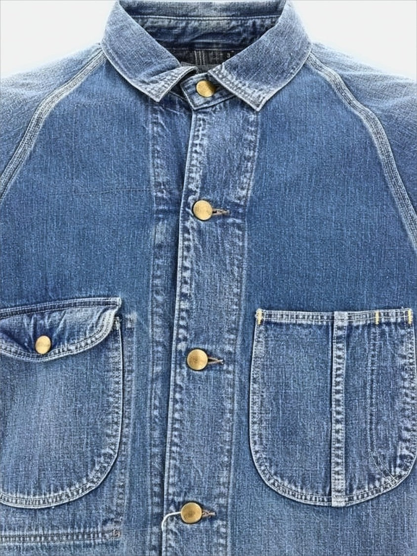 Orslow Relaxed Fit Denim Jacket With Vintage Wash And Patch Pockets