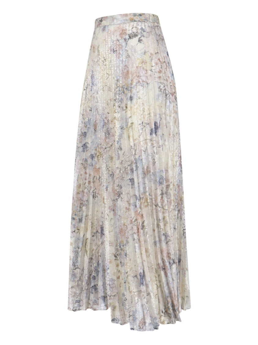 Golden Goose Floral Pleated Maxi Skirt – Multicolor