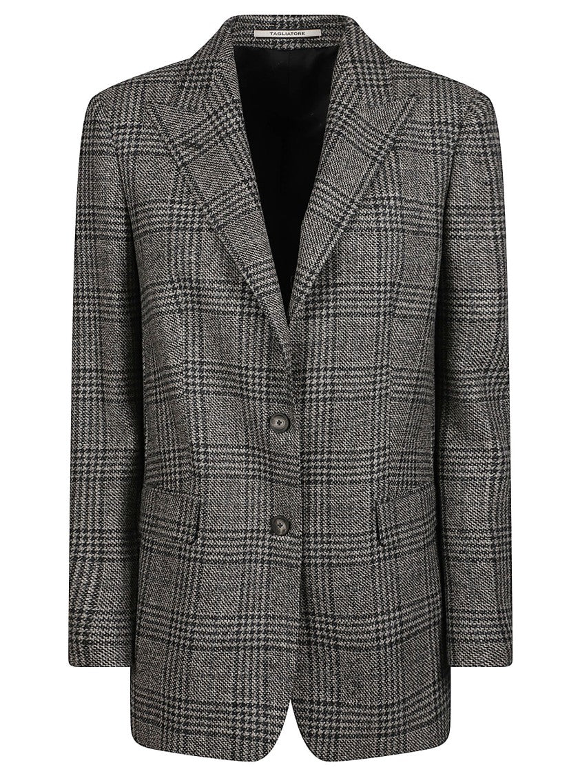 Tagliatore Classic Tailored Plaid Bertha Jacket