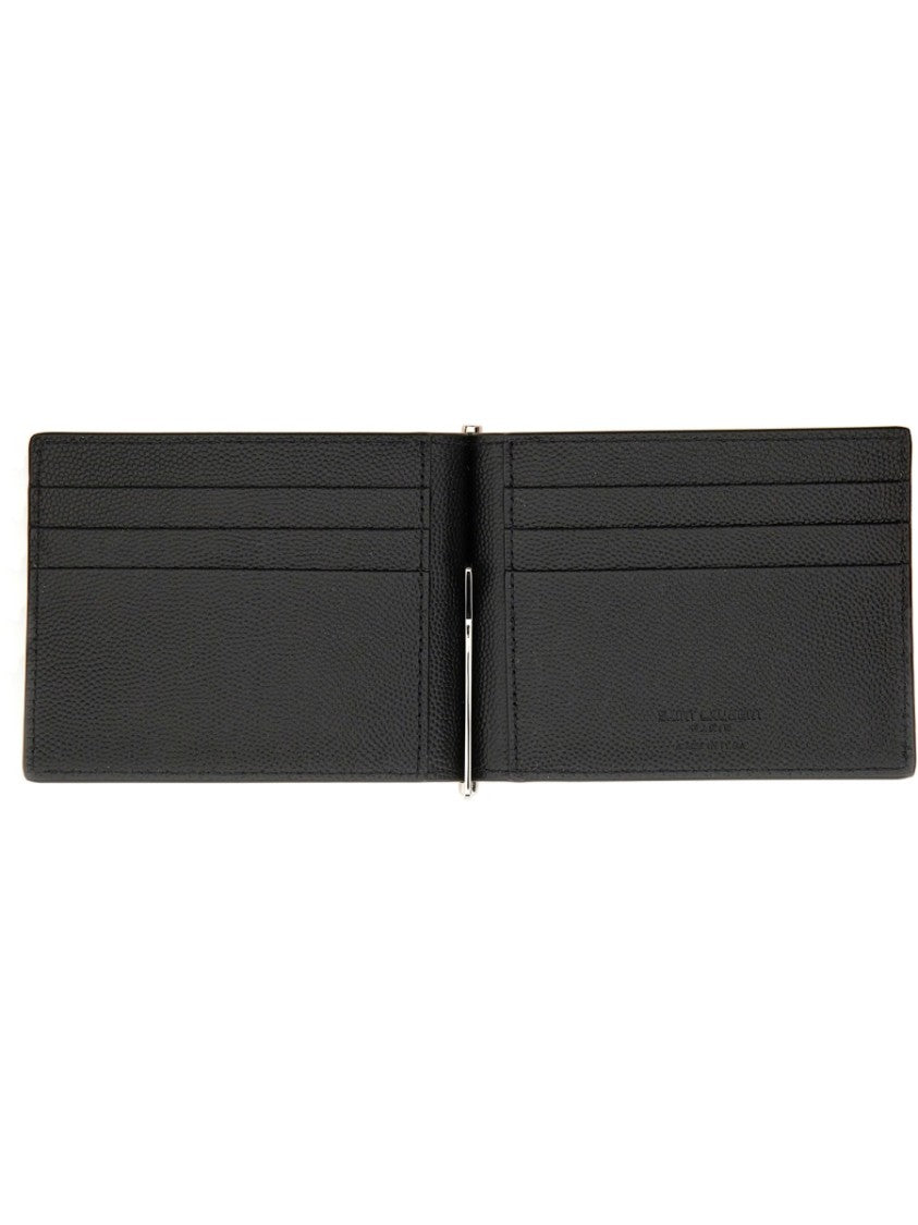 Saint Laurent Black Calfskin Money Clip Wallet