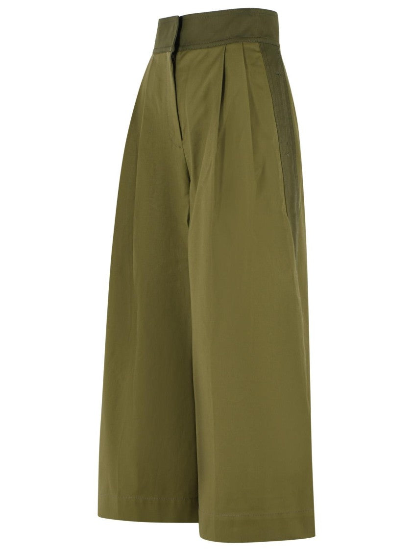 Zimmermann Green Structured High Waist Cotton Culotte Pants