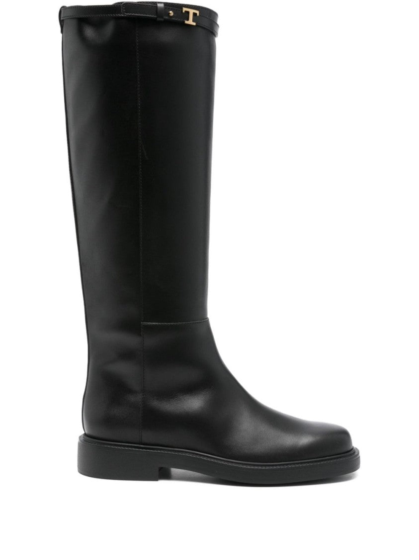 Tod's Knee-High Ankle Boots With Polished Leather Finish