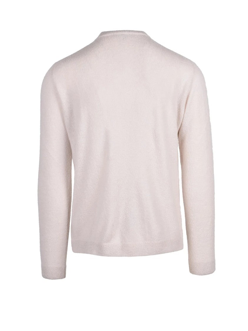 Daniele Fiesoli Cream Crew Neck Pullover With Ribbed Cuffs And Hem