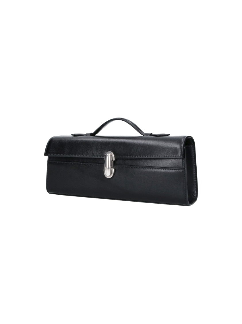 Savette Black Symmetry Slim Calfskin Top-Handle Pouch