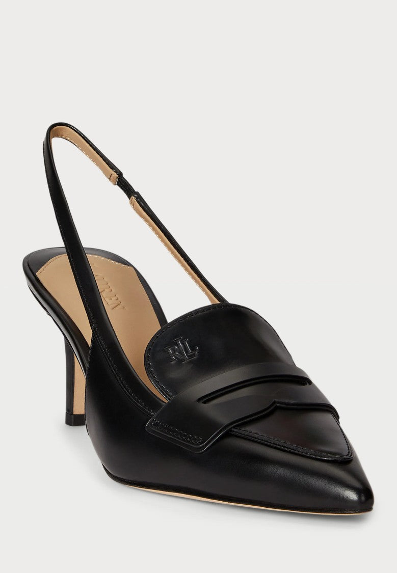Lauren Ralph Lauren Black Khloe Lr Glazed Leather Pumps