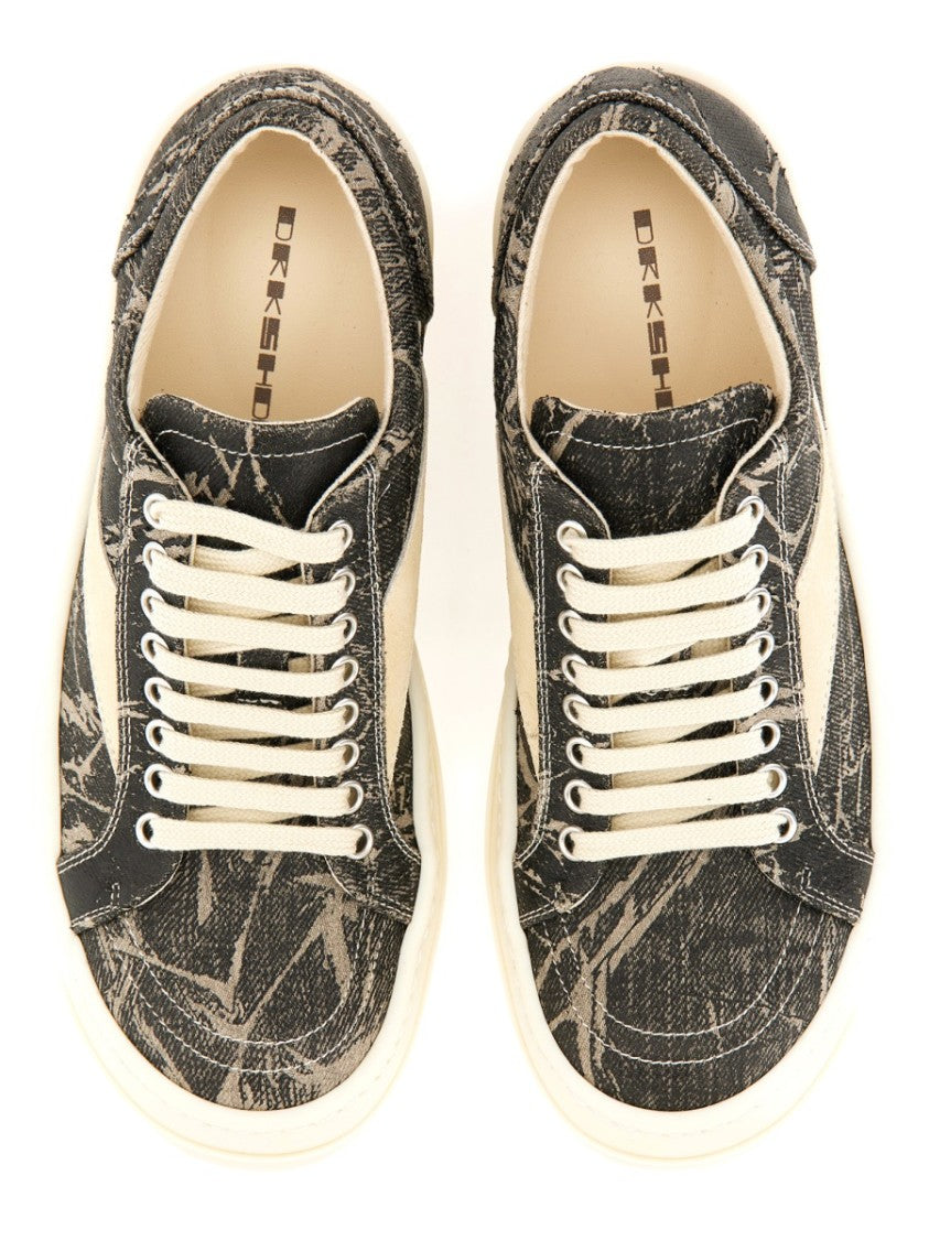 Drkshdw By Rick Owens Vintage-Inspired Low-Top Sneakers With Marbled Pattern