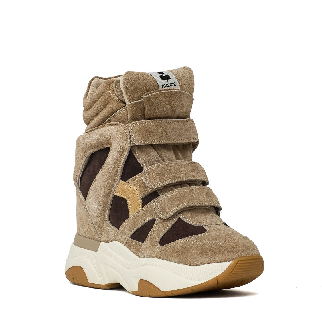 Isabel Marant Balskee Tricolor Suede Calfskin Wedge Sneakers