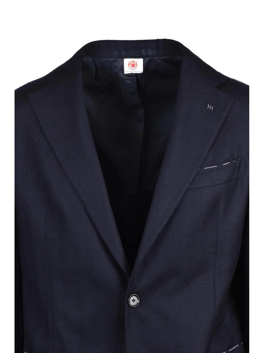 Luigi Borrelli Napoli Rounded Virgin Wool Jacket With Button Closure And Unlined Interior