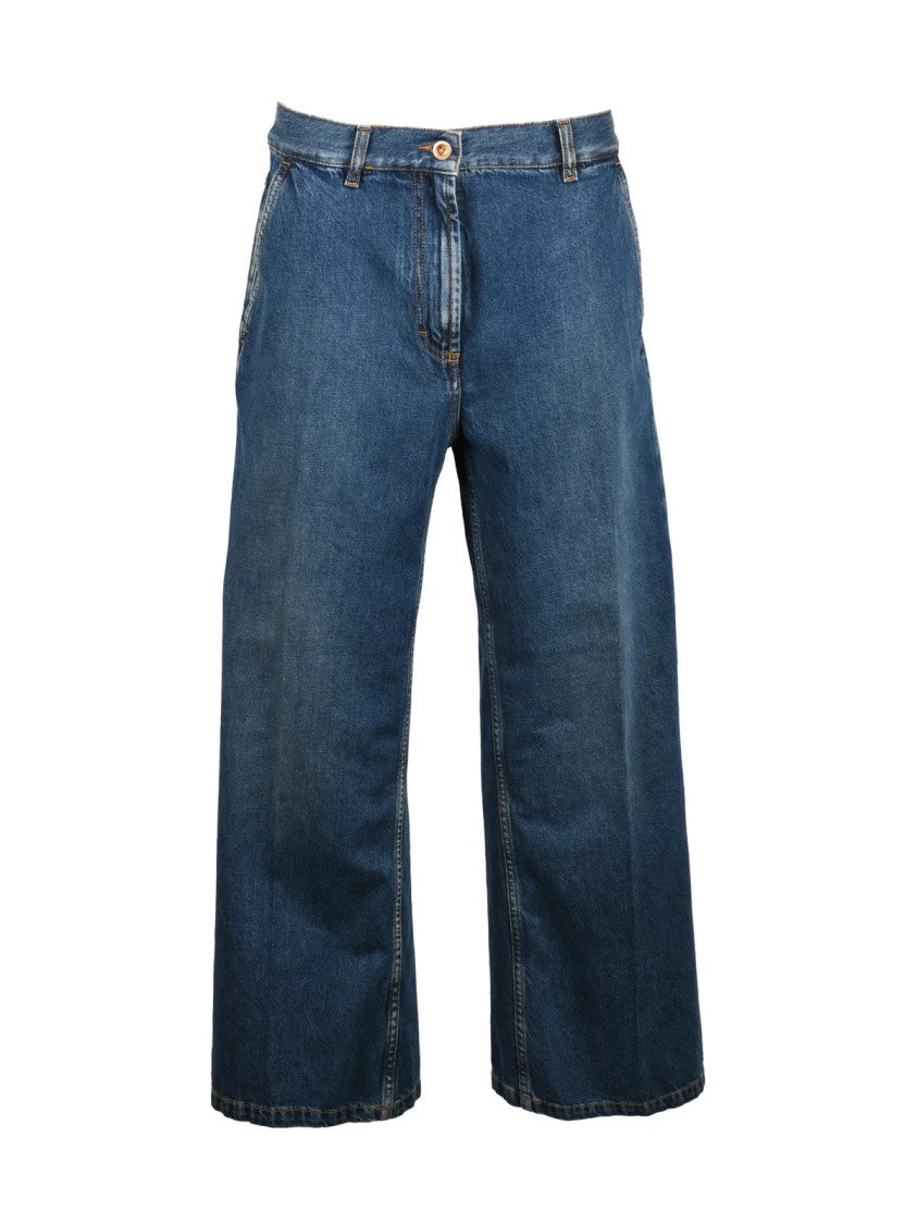 Aspesi Blue Wide-Leg Rigid Cotton Jeans