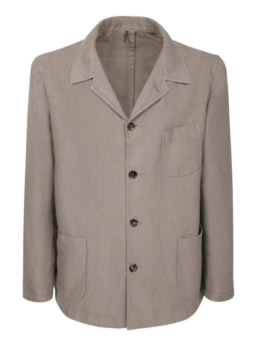 Dell'oglio Brown Linen Shirt With Classic Collar