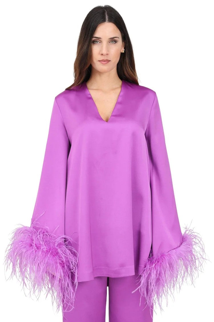 Alma Sanchez Long Satin Blouse - Purple