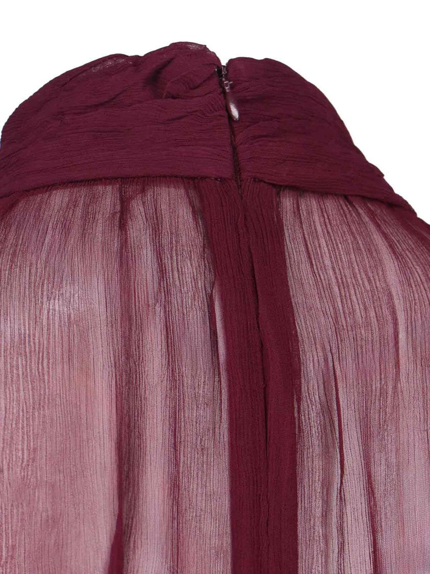 Staud High-Neck Mini Chiffon Dress With Asymmetrical Hemline