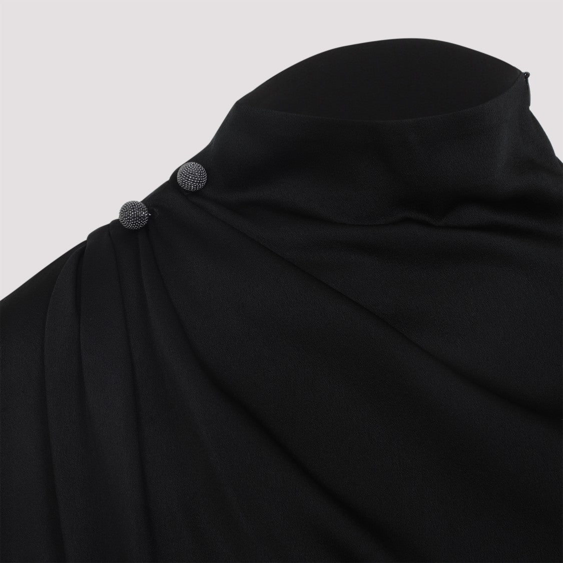 Fabiana Filippi Draped Black Dress With High Neckline And Asymmetrical Design