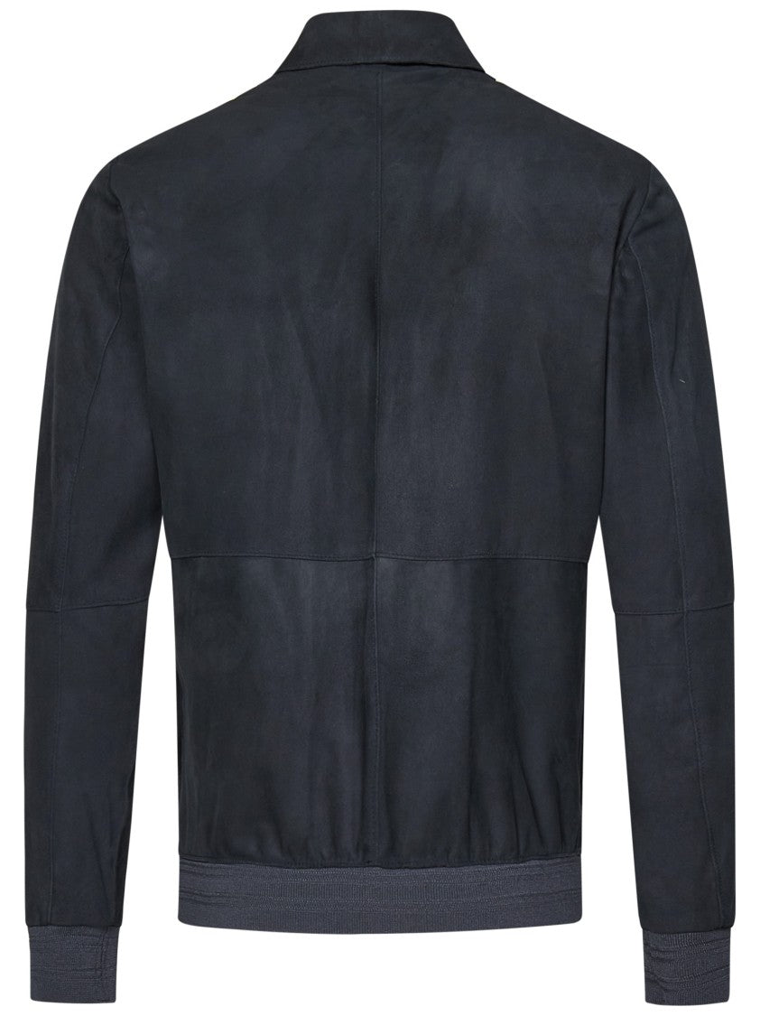 Franzese Collection Handmade Blue Suede Bomber Jacket